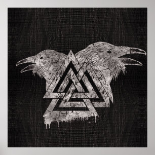 Poster Symbole et Raven de Valknut