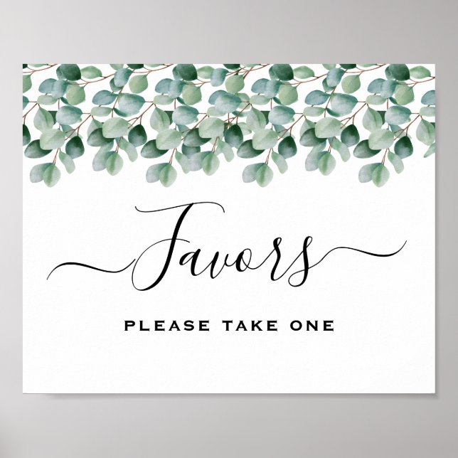 Poster Symbole Eucalyptus Botanical Greenery Faveurs de m (Devant)