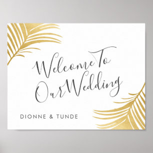 Poster SYMBOLE Feuille D'ACCUEIL Gold Palm Mariage