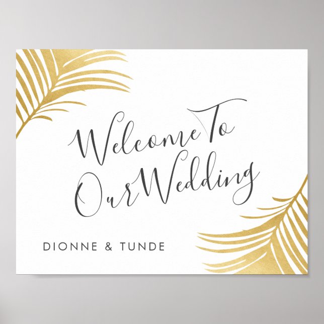 Poster SYMBOLE Feuille D'ACCUEIL Gold Palm Mariage (Devant)