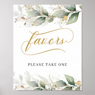 Poster Symbole feuille vert boho eucalyptus or faveurs
