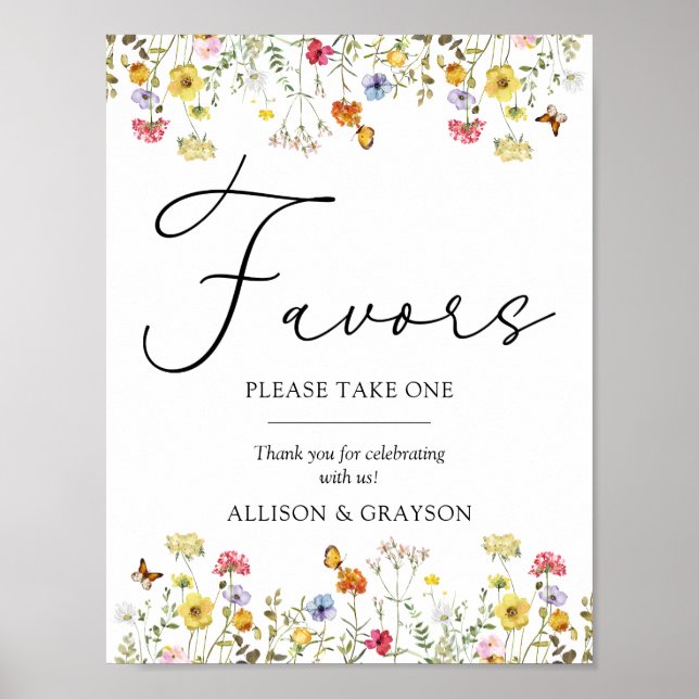 Poster Symbole fleur sauvage Botanique Boho Wedding Favor (Devant)