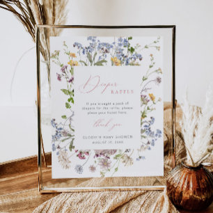 Poster SYMBOLE fleur sauvage Déchets Baby shower floral