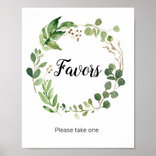 Poster Symbole Fleur vert Aquarelle Favoriser