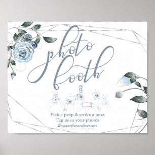 Poster Symbole floral bleu Dusty