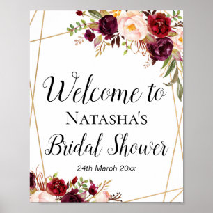 Poster SYMBOLE Floral Boho Bourgogne personnalisé de 8x10