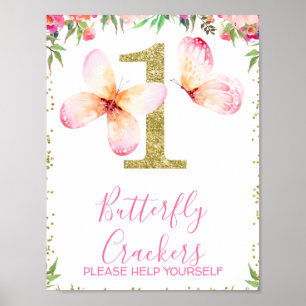 Poster Symbole Floral Butterflies Gold Parties scintillan