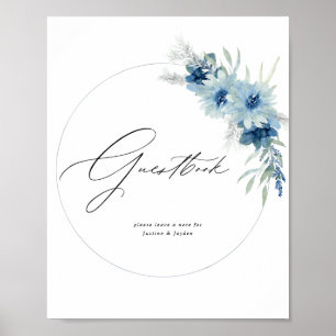 Poster Symbole floral Dusty Blue Boho