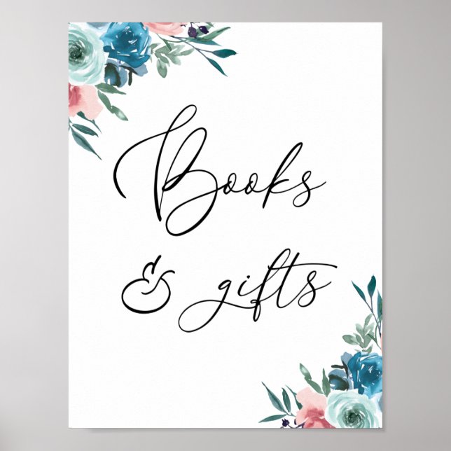 Poster Symbole floral rose et bleu (Devant)