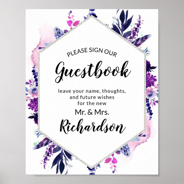 Poster Symbole floral violet enchanté Notre signe du livr (Devant)