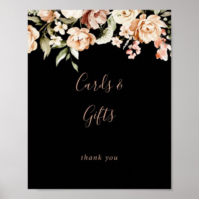 Poster Symbole Formel Noir Royal Floral Cartes et Cadeaux (Devant)