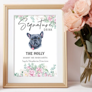 Poster Symbole français de chien de taureau Signature de 