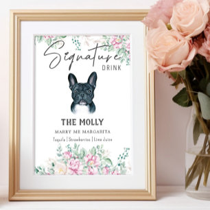 Poster Symbole français de chien de taureau Signature de 