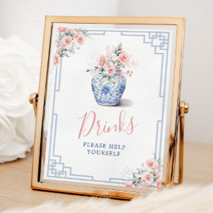 Poster Symbole Gingembre rose vif Jar Chinoiserie Bébé Bo