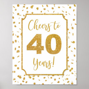 Poster Symbole Gold Confetti Party de 40 ans