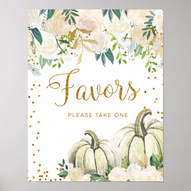 Poster Symbole Gold et White Citrouille Party Faveurs (Devant)