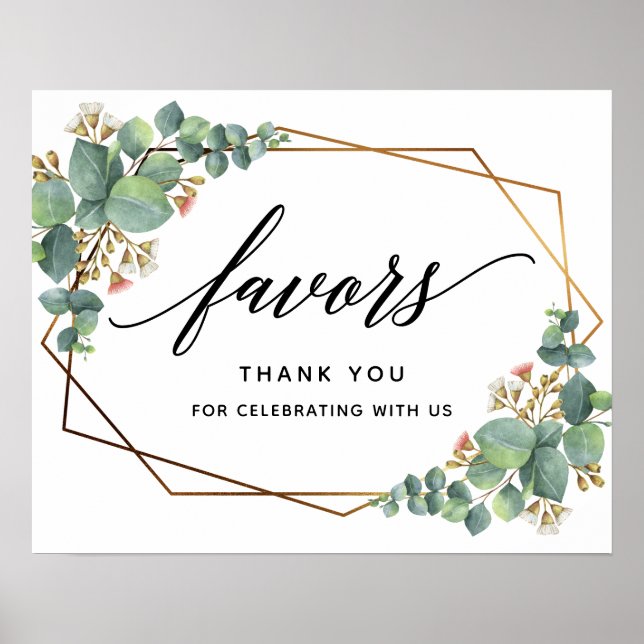 Poster Symbole Gold Frame Eucalyptus Mariage Faveur (Devant)