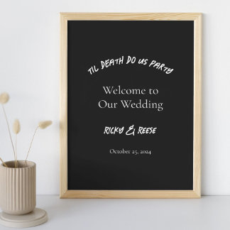 Poster Symbole gothique Halloween Mariage noir Bienvenue