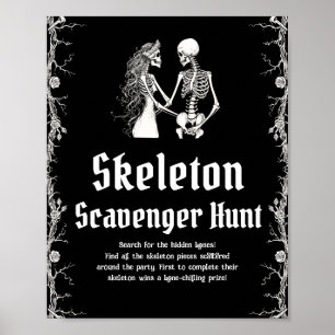 Poster Symbole gothique Halloween Squelette Chasse au tré