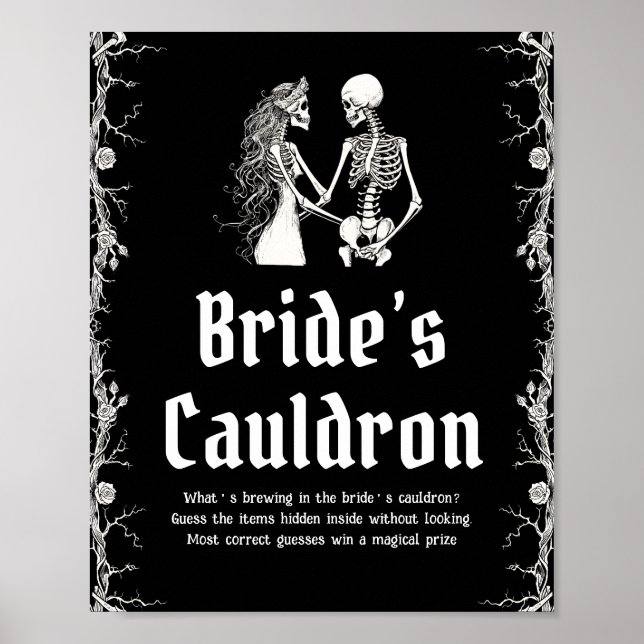 Poster SYMBOLE GOTHIQUE Halloween Squelette Mariée Cauldr (Devant)
