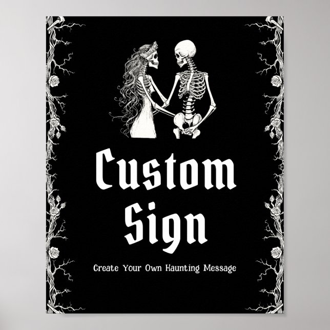Poster Symbole Gothique Noir Halloween Squelette personna (Devant)