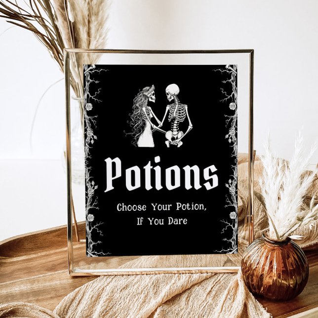Poster Symbole gothique noir Halloween squelettes pots (Créateur téléchargé)
