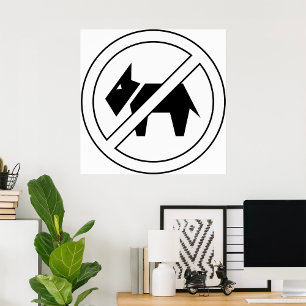 Poster Symbole gras noir et blanc « Chiens interdits »