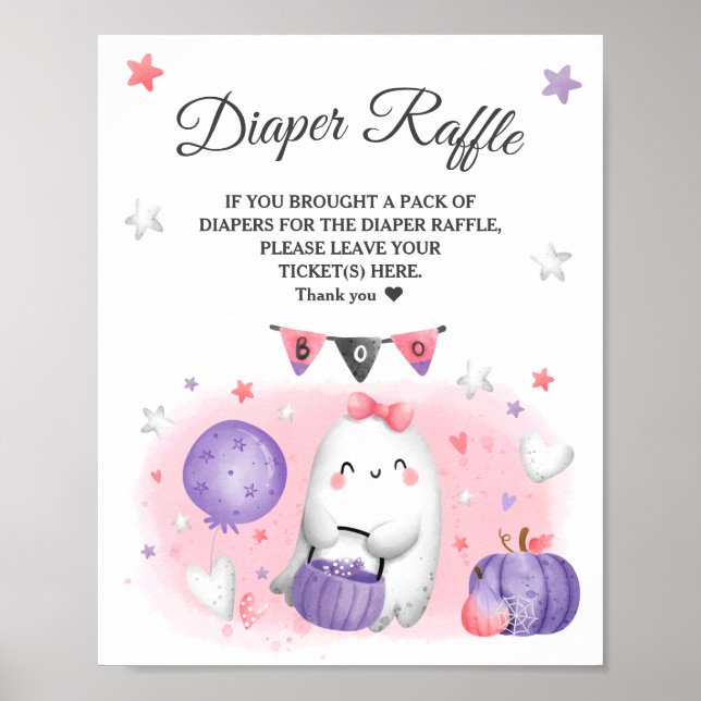 Poster SYMBOLE Halloween Baby shower Fille Déchets Raffle (Devant)
