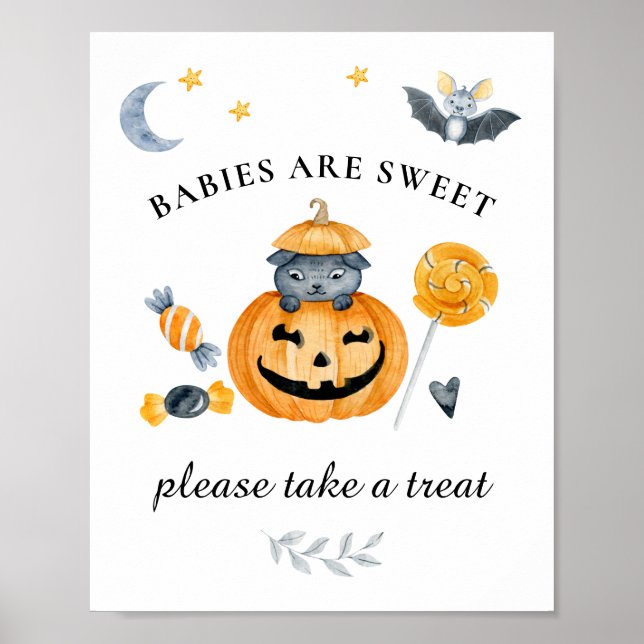 Poster SYMBOLE Halloween Citrouille Baby shower Sweets (Devant)
