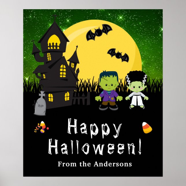 Poster SYMBOLE Halloween Monstres Green Party (Devant)