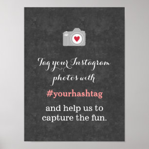 Poster SYMBOLE Hashtag Love Camera Chalkboard Instagram