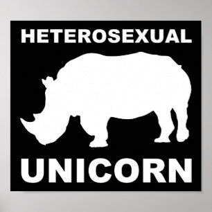 Poster Symbole Hétérosexuel Unicorne Rhinoceros Funny Pos