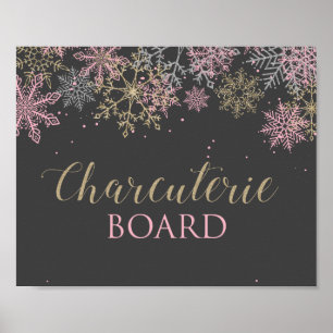 Poster Symbole hivernal Pink Snowflake Charcuterie