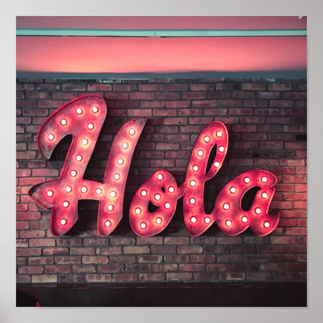 Poster Symbole Hola espagnol Hello Neon (Devant)