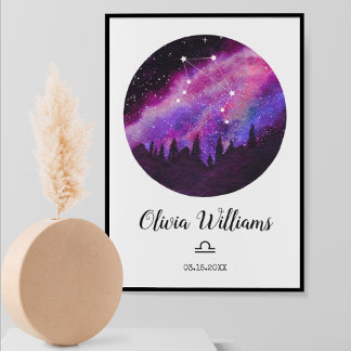 Poster Symbole Horoscope de Constellation Rose