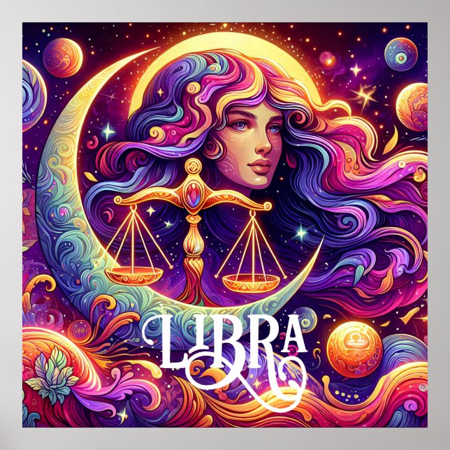 Poster Symbole Horoscope Libra Zodiac Ethérée Art Mystiqu (Devant)