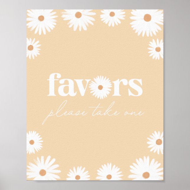 Poster Symbole Jaune Boho Daisy Fête d'Anniversaire Favor (Devant)