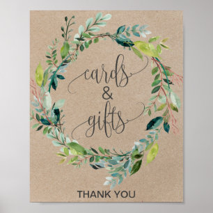 Poster Symbole Kraft Foliing Wreath Card and Gifts