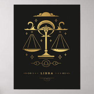 Poster Symbole Libra Zodiac - Cadeau Vintage pour anniver