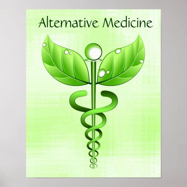 Poster Symbole Light Alternative Green Medicine Caduceus (Devant)