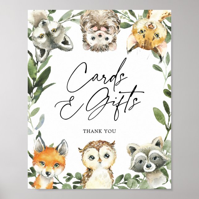 Poster Symbole Little Woodland Baby shower Cartes et Cade (Devant)