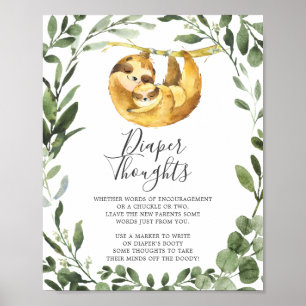 Poster Symbole Maman Baby Sloth Baby shower couche Pensée