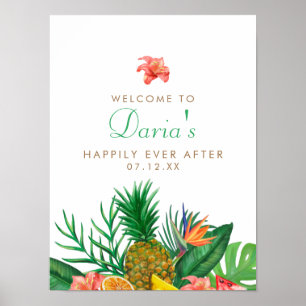 Poster SYMBOLE Mariage À ananas tropicaux