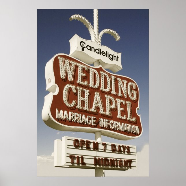 Poster Symbole mariage Chapelle Retro Neon (Devant)