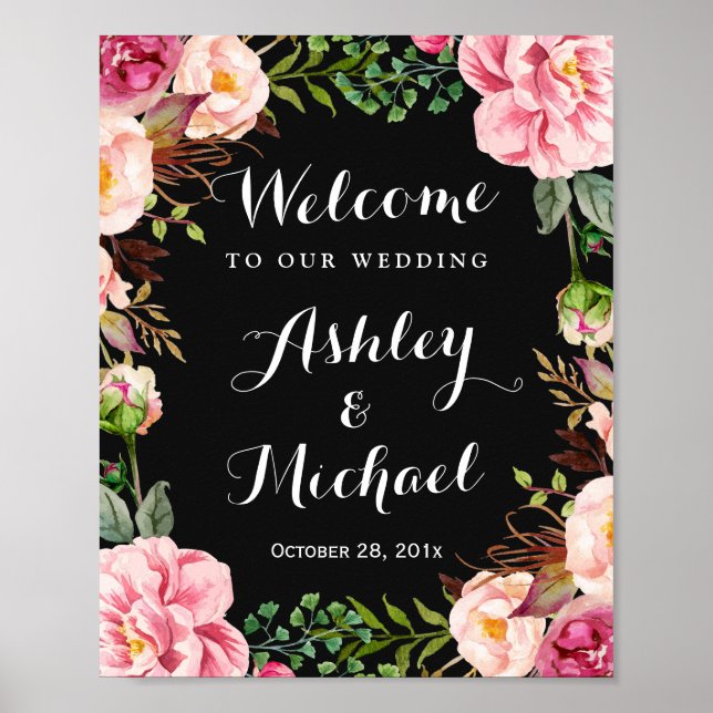 Poster Symbole Mariage classique rose rose rose de la cou (Devant)