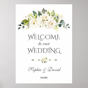 Poster Symbole Mariage de bienvenue à la crème blanche