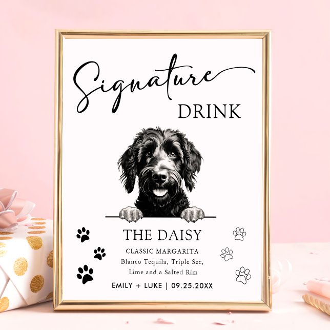 Poster Symbole Mariage de chien Goldendoodle Signet boiss (Créateur téléchargé)