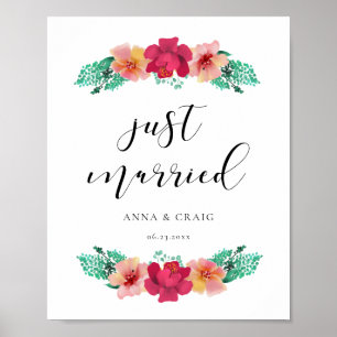 Poster Symbole mariage de design floral marié