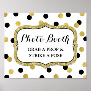 Poster Symbole Mariage de la photo Blanc Noir Confetti