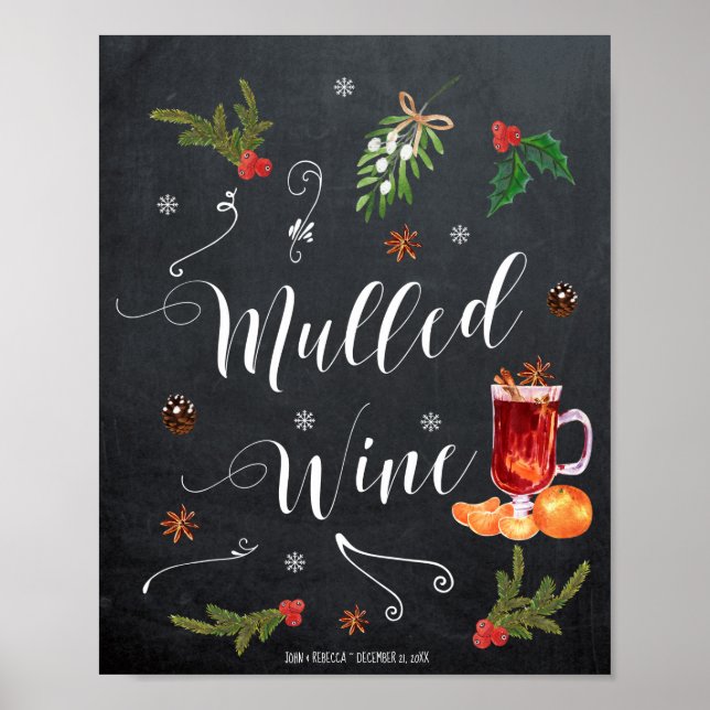 Poster Symbole mariage de Noël hiver du bar Gluhwein (Devant)